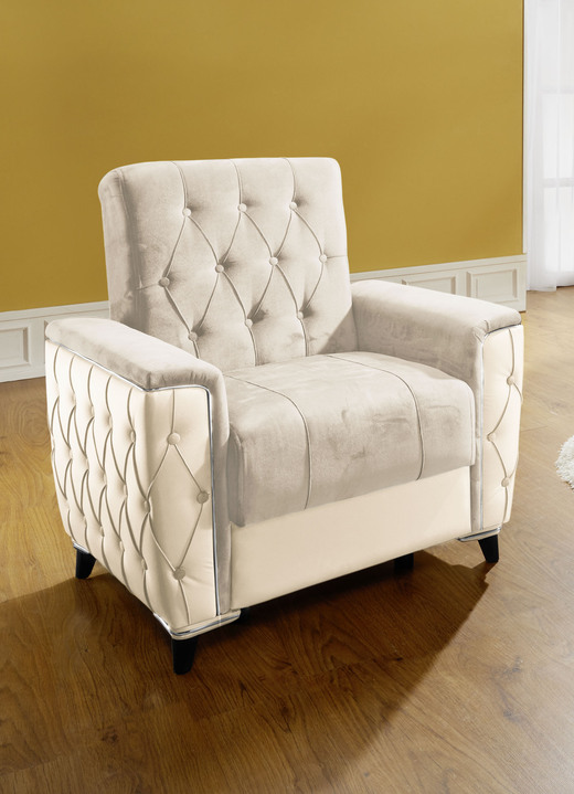 Polstergruppen - Polstermöbel mit Bettkasten und Liegefunktion, in Farbe CREME, in Ausführung Sessel mit Funktion Ansicht 8