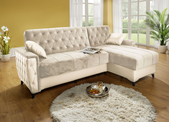 Polstergruppen - Polstermöbel mit Bettkasten und Liegefunktion, in Farbe CREME, in Ausführung Sessel mit Funktion Ansicht 5