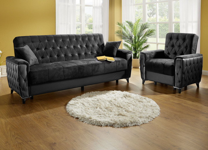 Polstergruppen - Polstermöbel mit Bettkasten und Liegefunktion, in Farbe CREME, in Ausführung Sessel mit Funktion Ansicht 12