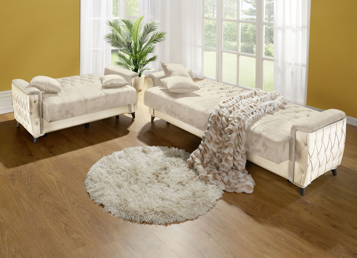 Polstergruppen - Polstermöbel mit Bettkasten und Liegefunktion, in Farbe CREME, in Ausführung Sessel mit Funktion Ansicht 4