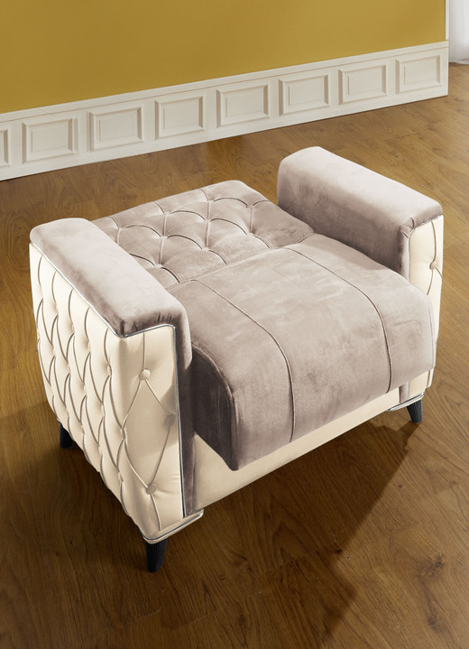 Polstergruppen - Polstermöbel mit Bettkasten und Liegefunktion, in Farbe CREME, in Ausführung Sessel mit Funktion Ansicht 9