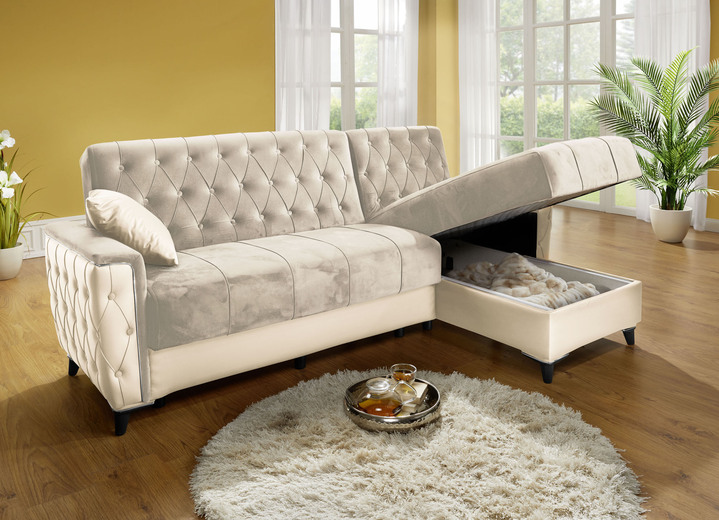 Polstergruppen - Polstermöbel mit Bettkasten und Liegefunktion, in Farbe CREME, in Ausführung Sessel mit Funktion Ansicht 6