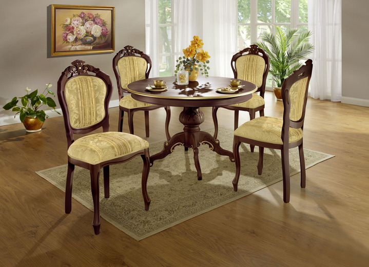 Stühle & Sitzbänke - Esszimmerstühle mit Gestell aus massivem Buchenholz, in Farbe ROT-NUSSBAUM, in Ausführung Armlehnensessel Ansicht 12