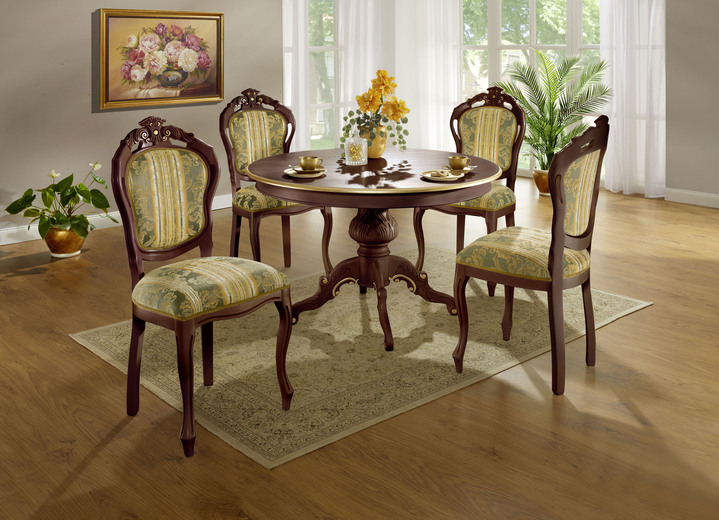 Stühle & Sitzbänke - Esszimmerstühle mit Gestell aus massivem Buchenholz, in Farbe ROT-NUSSBAUM, in Ausführung Armlehnensessel Ansicht 8