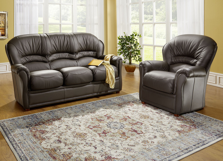 Wohnen - Polstermöbel mit Bezug aus echtem Leder, in Farbe DUNKELBRAUN, in Ausführung Ledersessel Ansicht 2