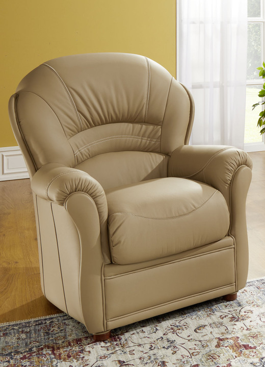 Wohnen - Polstermöbel mit Bezug aus echtem Leder, in Farbe DUNKELBRAUN, in Ausführung Ledersessel Ansicht 7