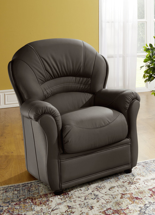 Wohnen - Polstermöbel mit Bezug aus echtem Leder, in Farbe DUNKELBRAUN, in Ausführung Ledersessel Ansicht 4