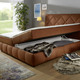 Boxspringbetten - Boxspringbett mit Bettkasten und Topper, in Farbe GRAU – Farbe COGNAC – Ansicht 2
