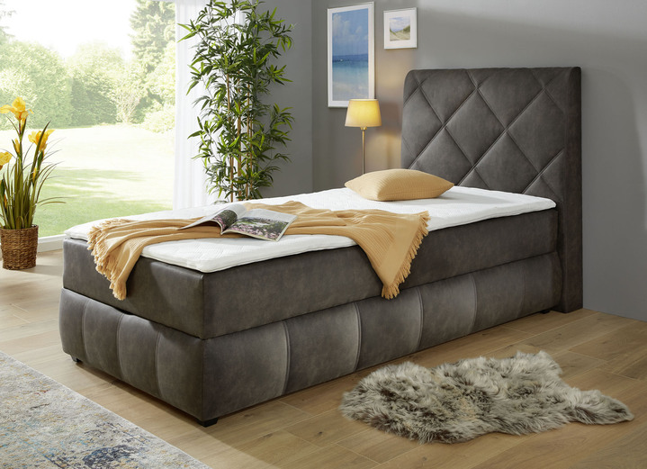 Boxspringbetten - Boxspringbett mit Bettkasten und Topper, in Farbe ANTHRAZIT Ansicht 1