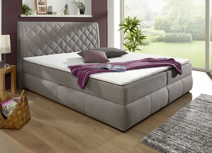 Boxspringbetten - Boxspringbett mit Bettkasten und Topper, in Farbe GRAU Ansicht 1