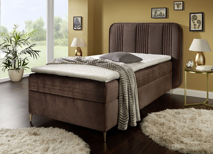 Boxspringbetten - Boxspringbett mit Bettkasten und Topper, in Farbe BRAUN Ansicht 1