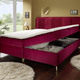 Boxspringbetten - Boxspringbett mit Bettkasten und Topper, in Farbe BEIGE – Farbe ROT – Ansicht 2