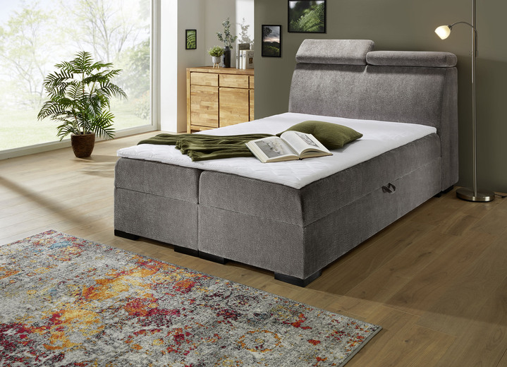 Boxspringbetten - Boxspringbett auf hochwertigem Echtholzgestell, in Farbe CREME Ansicht 3