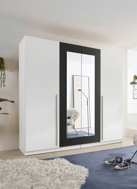 Schlafzimmerschränke - Moderner und formschöner Kleiderschrank, in Farbe WEISS-GRAFIT Ansicht 1