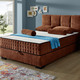 Boxspringbetten - Boxspringbett mit Wendematratze und Bettkasten, in Farbe COGNAC, in Ausführung Kopfteil mit Rautensteppung – Farbe COGNAC – Ansicht 2