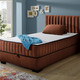 Boxspringbetten - Boxspringbett mit Wendematratze und Bettkasten, in Farbe COGNAC, in Ausführung Kopfteil mit Rautensteppung – Farbe COGNAC – Ansicht 4