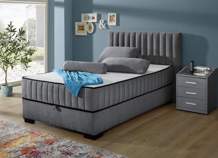 Boxspringbetten - Boxspringbett mit Wendematratze und Bettkasten, in Farbe COGNAC, in Ausführung Kopfteil mit Rautensteppung Ansicht 15