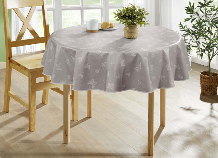 Tischdecken - Abwaschbare Wachstuch-Tischdecke, in Größe 108 (Tischdecke, 80/ 80 cm) bis 190 (Tischdecke oval, 140/190 cm), in Farbe GRAU Ansicht 1