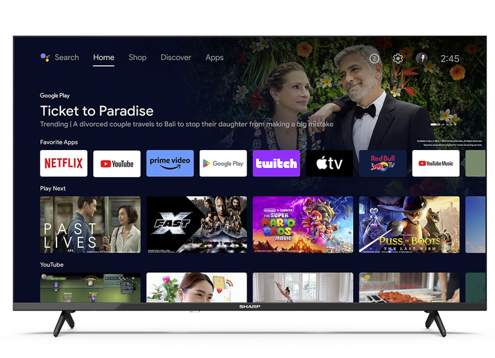 Fernseher - Sharp FH2EA rahmenloser Full-HD-LED-Android-Fernseher, in Farbe SCHWARZ Ansicht 1