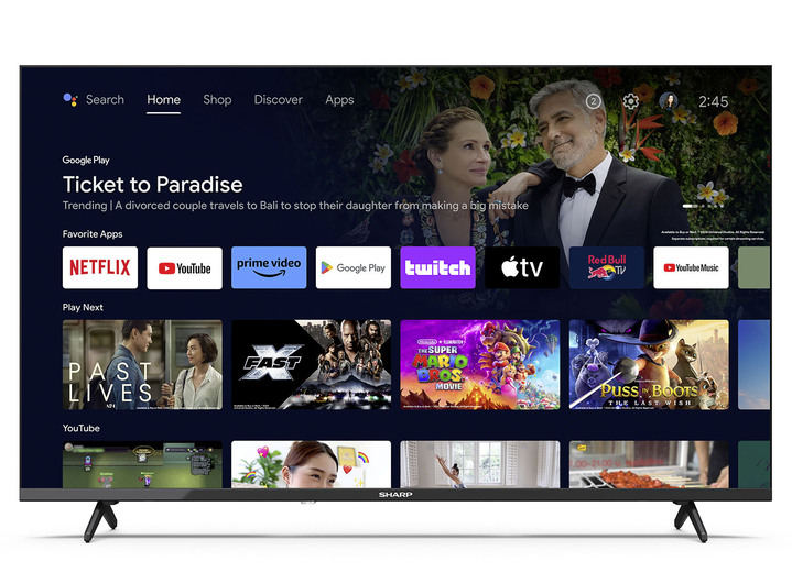 Fernseher - Sharp FH2EA rahmenloser Full-HD-LED-Android-Fernseher, in Farbe SCHWARZ Ansicht 1