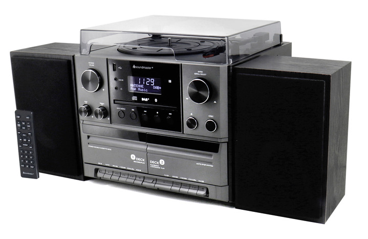 Nostalgiegeräte - Nostalgie-Stereoanlage mit Fernbedienung, in Farbe SCHWARZ Ansicht 2