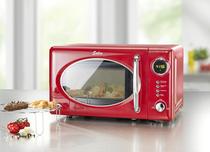 Küchengeräte - Retro-Mikrowelle mit Grill-Funktion, in Farbe ROT Ansicht 1