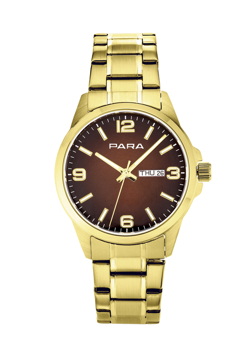 Quartzuhren - Para-Quartz-Herrenuhr mit Stahlbandgehäuse Ansicht 2 Quartzuhren - Para-Quartz-Herrenuhr mit Stahlbandgehäuse, in Farbe  Ansicht 2