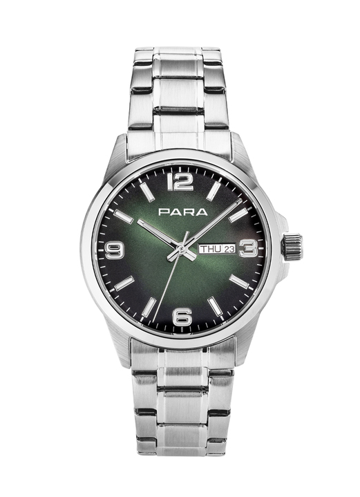 Quartzuhren - Para-Quartz-Herrenuhr mit Stahlbandgehäuse Ansicht 2 Quartzuhren - Para-Quartz-Herrenuhr mit Stahlbandgehäuse, in Farbe  Ansicht 2