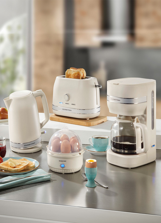 Küchengeräte-Serien - Frühstücksserie in modernem Design Ansicht 2 Küchengeräte-Serien - Frühstücksserie in modernem Design, in Farbe CREME, in Ausführung Eierkocher Ansicht 2