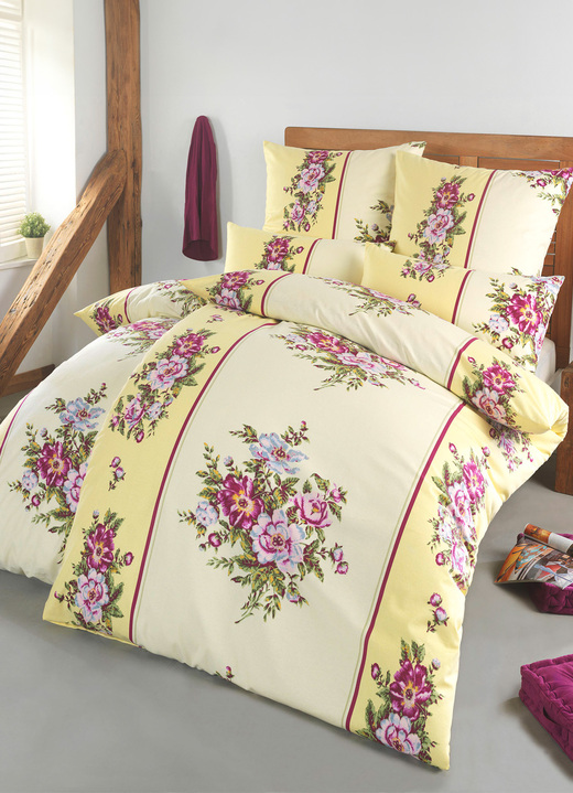 Bettwäschegarnituren - Bettwäsche-Garnitur in Flausch-Biber-Qualität, in Größe 111 (40/80 cm + 135/200 cm) bis 115 (80/80 cm + 155/220 cm), in Farbe BLAU Ansicht 4