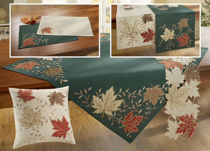 Tischdecken - Herbstliche Tisch- und Raumdekoration mit aufwendigen Applikationen, in Größe 101 (Läufer, 35/ 70 cm) bis 404 (Kissenbezug, 40/ 40 cm), in Farbe ECRU Ansicht 1