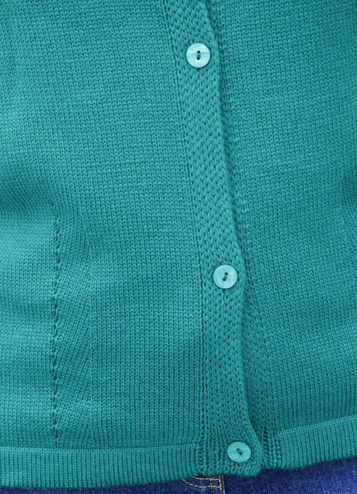 Basics - Strickjacke mit Raffungen, in Größe 036 bis 052, in Farbe PETROL Ansicht 4