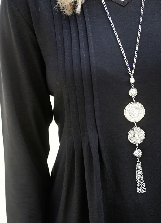 Langarm - Shirt mit Stehkragen in 2 Farben, in Größe 038 bis 052, in Farbe PETROL Ansicht 5