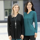 Langarm - Shirt mit Stehkragen in 2 Farben – Farbe SCHWARZ – Ansicht 2 Langarm - Shirt mit Stehkragen in 2 Farben, in Größe 038 bis 052, in Farbe SCHWARZ – Farbe SCHWARZ – Ansicht 2