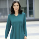 Langarm - Shirt mit Stehkragen in 2 Farben – Farbe PETROL – Ansicht 2 Langarm - Shirt mit Stehkragen in 2 Farben, in Größe 038 bis 052, in Farbe SCHWARZ – Farbe PETROL – Ansicht 2