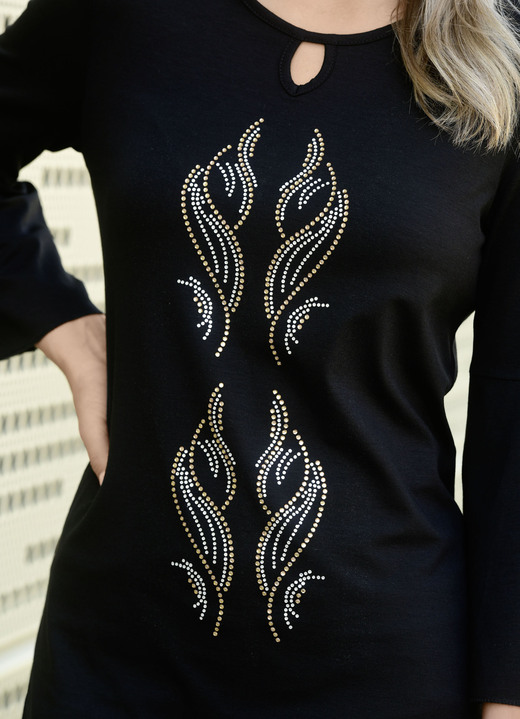 34-Arm - Shirt mit dekorativem Halsausschnitt, in Größe 038 bis 054, in Farbe SCHWARZ Ansicht 2
