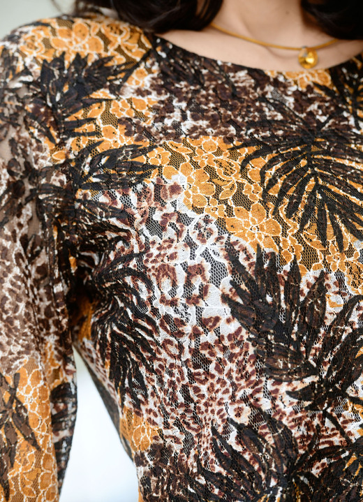 Tuniken - Tunika mit transparenten Ärmeln Ansicht 2 Tuniken - Tunika mit transparenten Ärmeln, in Größe 036 bis 054, in Farbe GELB-BRAUN-BUNT Ansicht 2