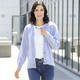 Basics - Strickjacke mit flauschig weichem Griff – Farbe HELLBLAU MELIERT – Ansicht 1 Basics - Strickjacke mit flauschig weichem Griff, in Größe L(44/46) bis XXL(52/54), in Farbe HELLBLAU MELIERT – Farbe HELLBLAU MELIERT – Ansicht 1
