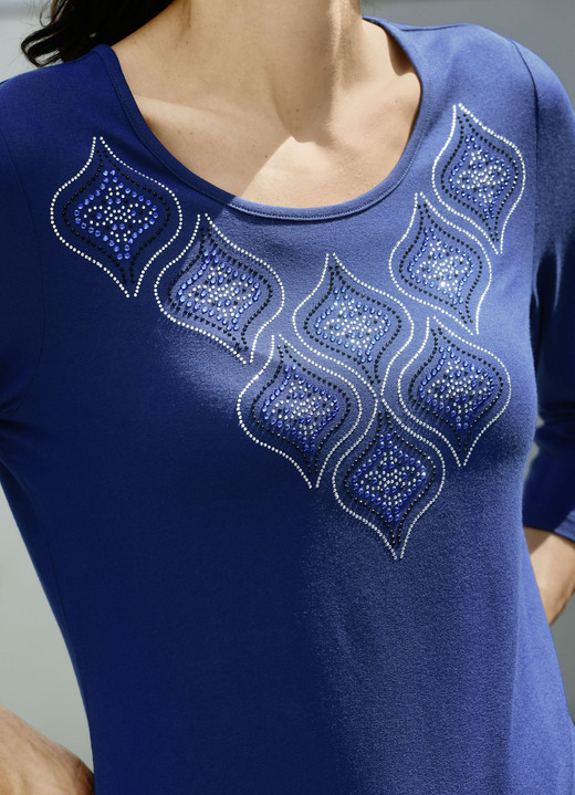 34-Arm - Shirt mit Strasszier im Vorderteil, in Größe 040 bis 052, in Farbe ROYALBLAU Ansicht 3