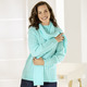 Basics - Pullover mit Schal in weicher Qualität – Farbe EISBLAU – Ansicht 1 Basics - Pullover mit Schal in weicher Qualität, in Größe L(44/46) bis XS(32/34), in Farbe BEERE – Farbe EISBLAU – Ansicht 1
