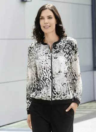Blusenjacke mit schwarzem Rippenstrick