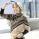 Langarm - Pullover in Jacquard-Dessin – Farbe BEIGE-SCHWARZ – Ansicht 3 Langarm - Pullover in Jacquard-Dessin, in Größe 036 bis 052, in Farbe ROT-SCHWARZ – Farbe BEIGE-SCHWARZ – Ansicht 3