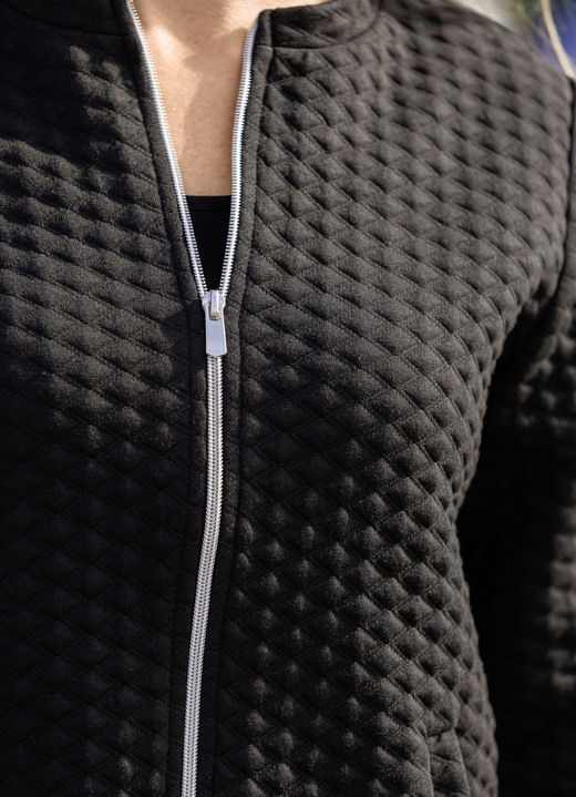 Blusen - Blusenjacke mit Stehkragen, in Größe 034 bis 050, in Farbe SCHWARZ Ansicht 2