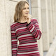 Langarm - Pullover in dekorativem Ringelmuster – Farbe BORDEAUX-ROT-MULTICOLOR – Ansicht 1 Langarm - Pullover in dekorativem Ringelmuster, in Größe L(44/46) bis XS(32/34), in Farbe BORDEAUX-ROT-MULTICOLOR – Farbe BORDEAUX-ROT-MULTICOLOR – Ansicht 1