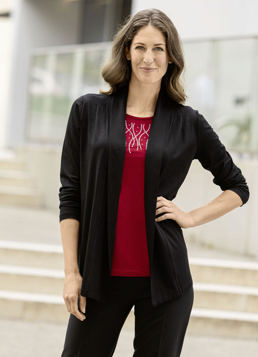 Shirtjacken - Shirtjacke in verschlussloser Form Shirtjacken - Shirtjacke in verschlussloser Form, in Größe 036 bis 052, in Farbe SCHWARZ