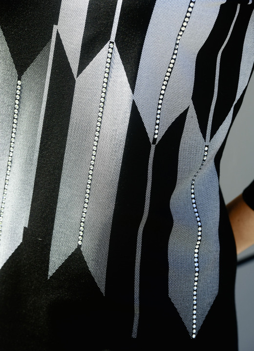 34-Arm - Shirt mit Kontrastdruck, in Größe 038 bis 054, in Farbe SCHWARZ-WEISS Ansicht 5