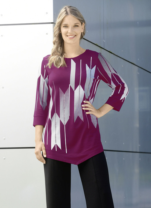 34-Arm - Shirt mit Kontrastdruck, in Größe 038 bis 054, in Farbe SCHWARZ-WEISS Ansicht 8