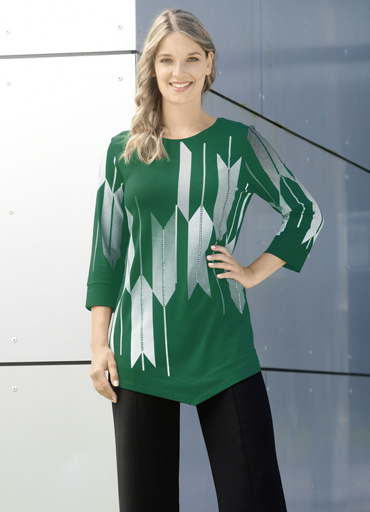 34-Arm - Shirt mit Kontrastdruck, in Größe 038 bis 054, in Farbe SCHWARZ-WEISS Ansicht 6