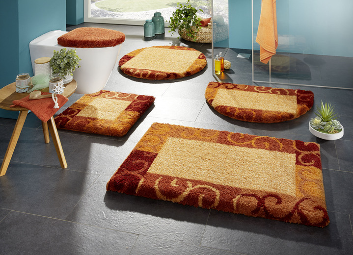 Badgarnituren - Badgarnitur in Supersoft-Qualität, in Größe 100 (Vorleger halbrund, 50/ 80 cm) bis 112 (WC-Deckelbezug, 47/ 50 cm), in Farbe GRAU-ROT Ansicht 2