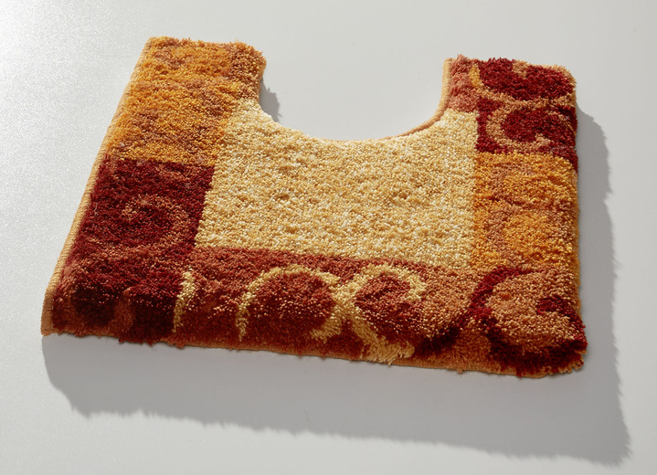 Badgarnituren - Badgarnitur in Supersoft-Qualität, in Größe 100 (Vorleger halbrund, 50/ 80 cm) bis 112 (WC-Deckelbezug, 47/ 50 cm), in Farbe GRAU-ROT Ansicht 3